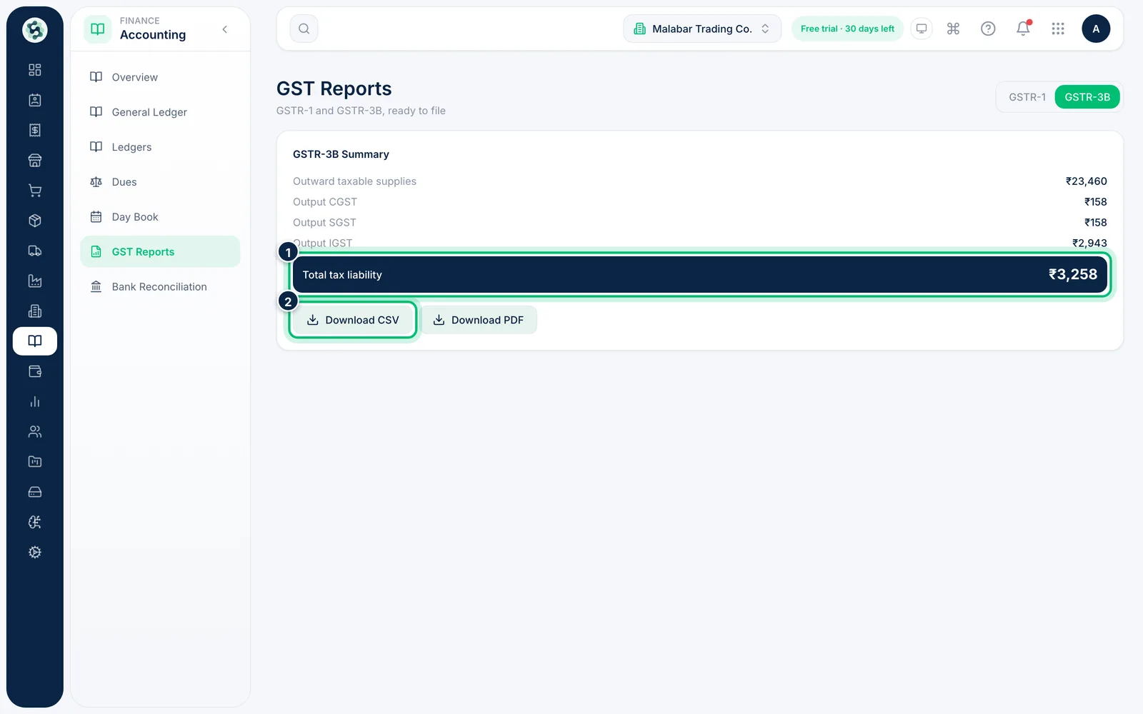 Scalar360 screen: Check your GSTR-3B summary