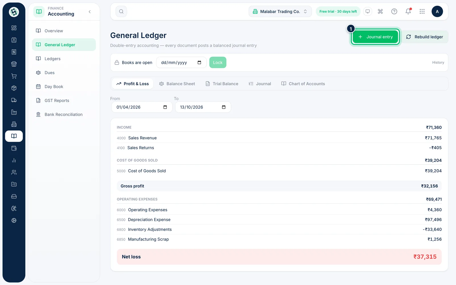 Scalar360 screen: Start a journal entry