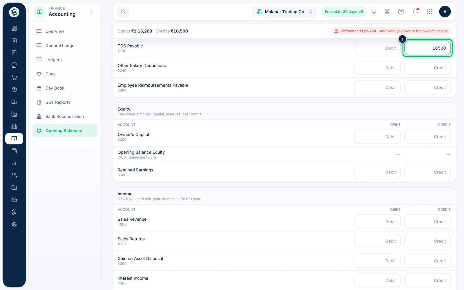 Scalar360 screen: Enter what you owe