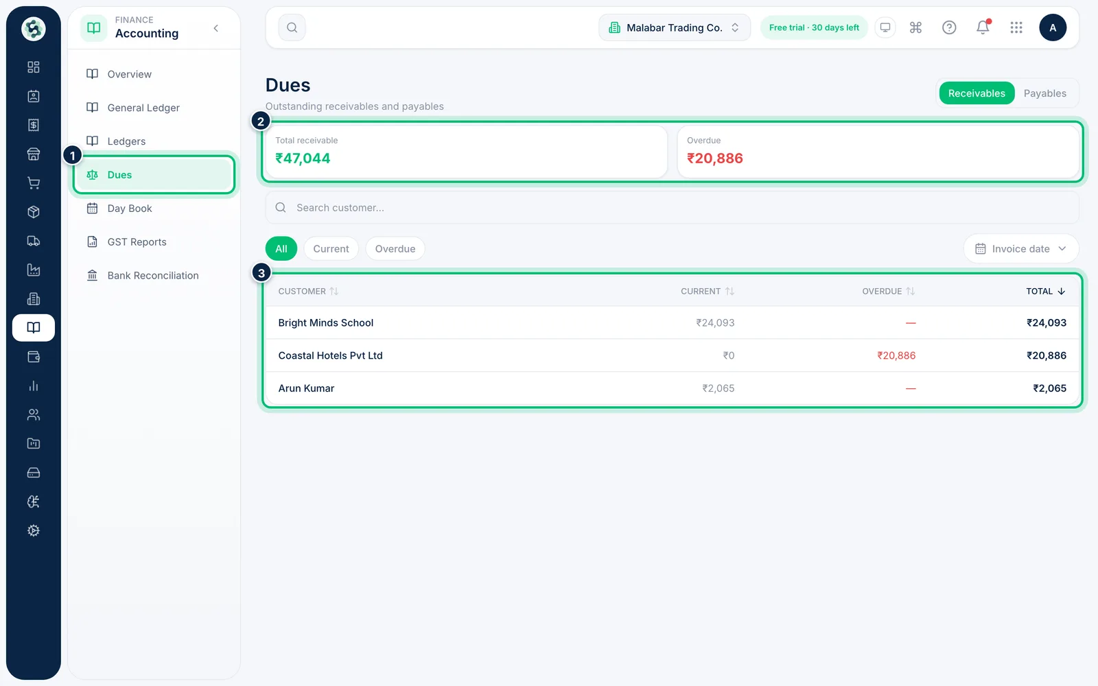 Scalar360 screen: Open Dues