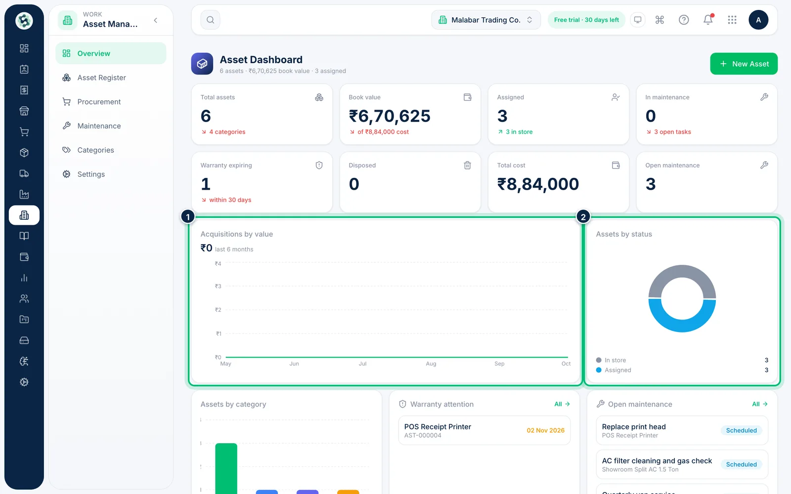 Scalar360 screen: Check spending and status
