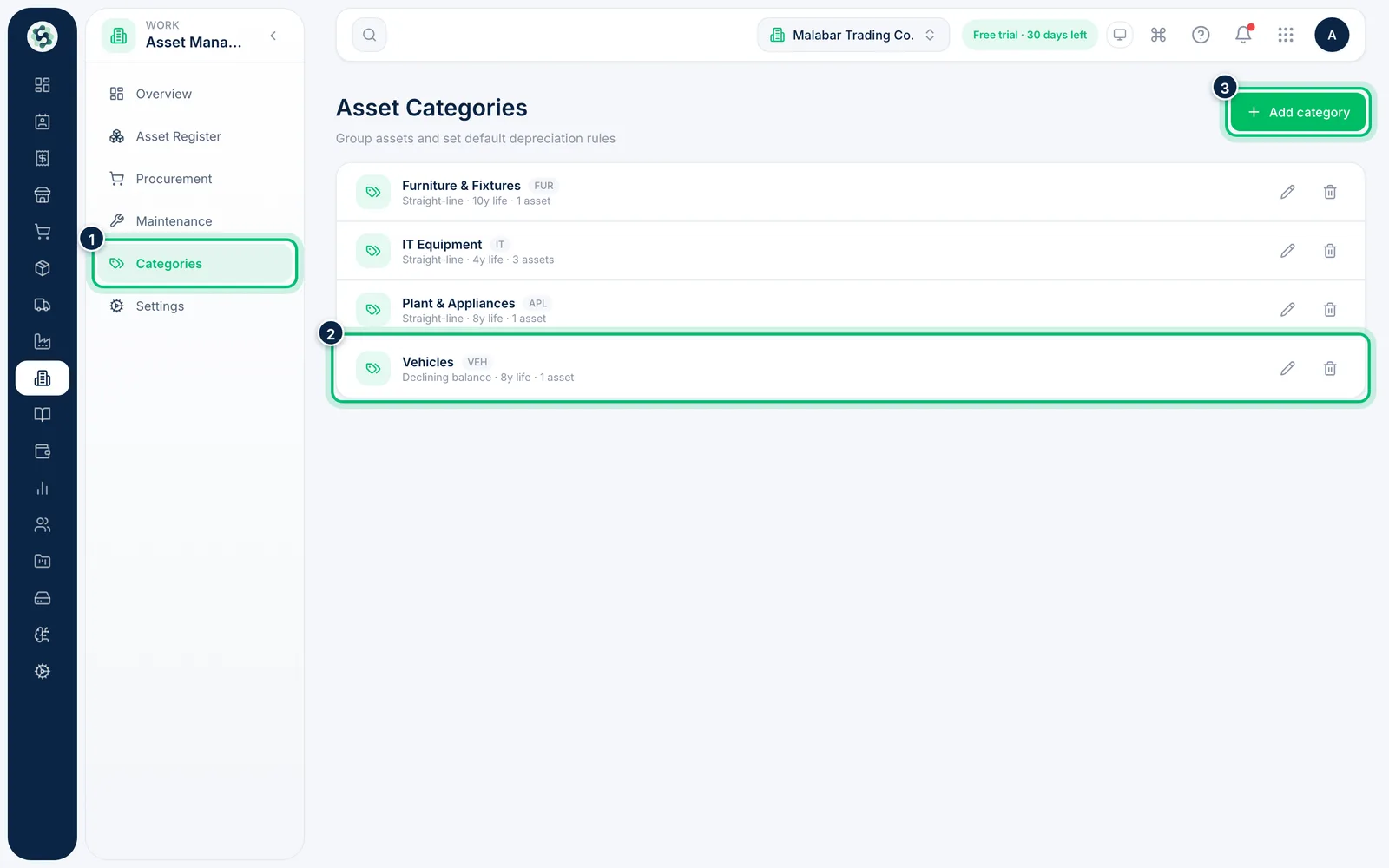 Scalar360 screen: Review your categories