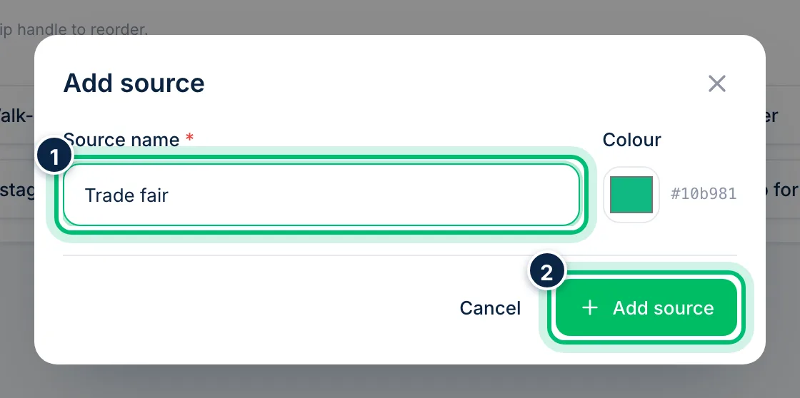 Scalar360 screen: Add a lead source