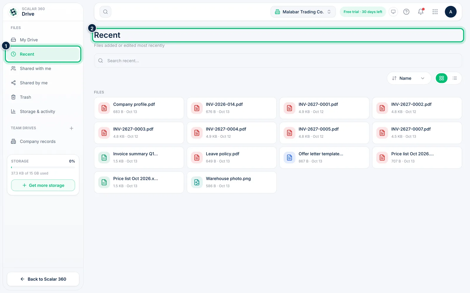 Scalar360 screen: Pick up where you left off