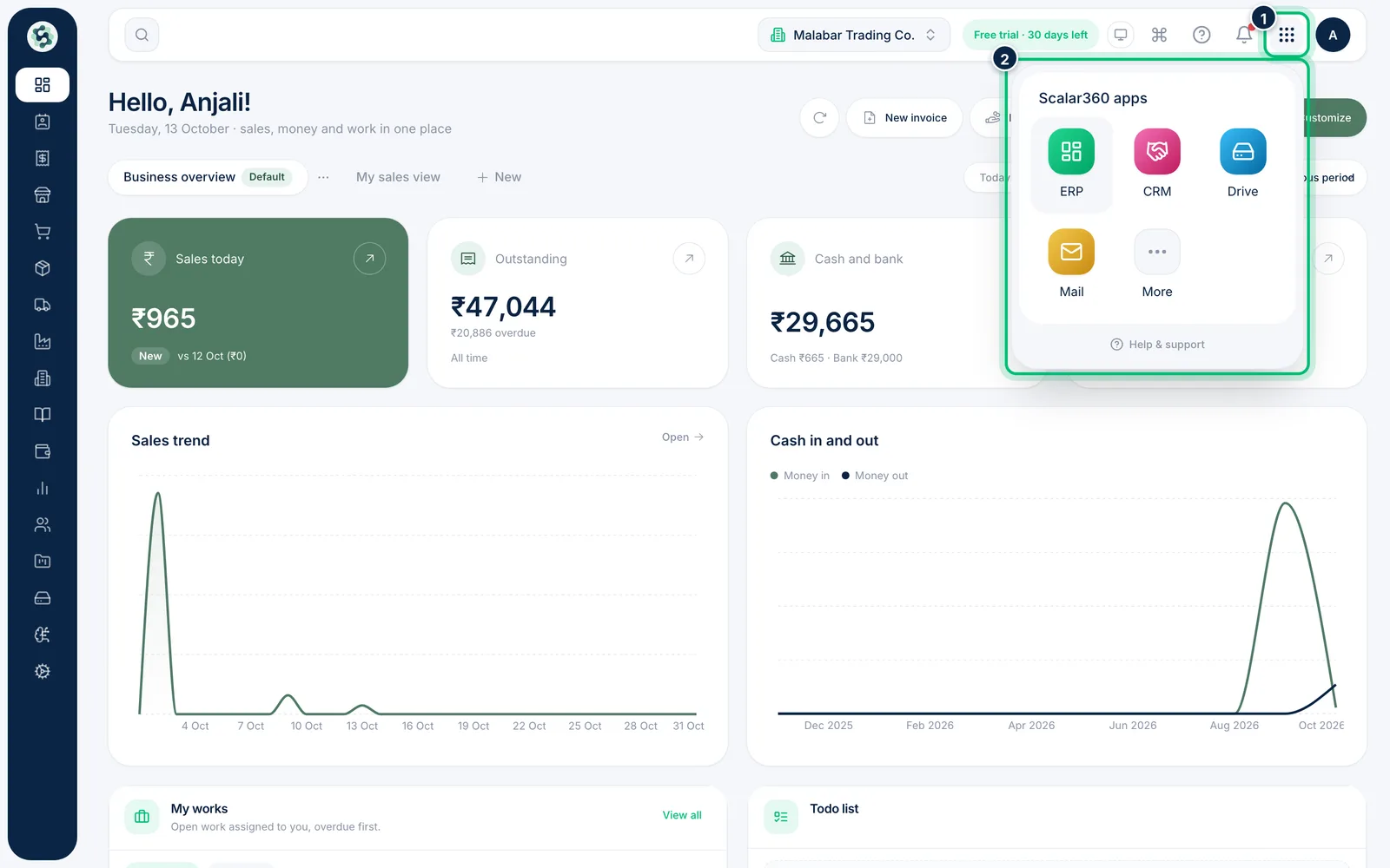 Scalar360 screen: Open other Scalar360 apps