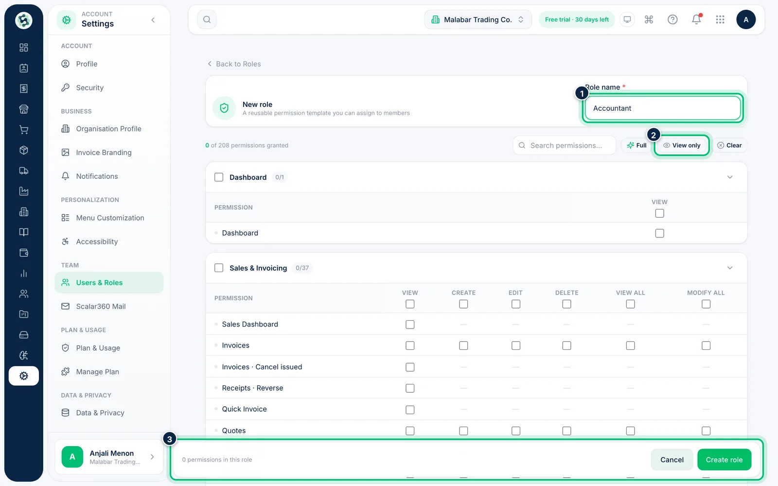 Scalar360 screen: Create a reusable role