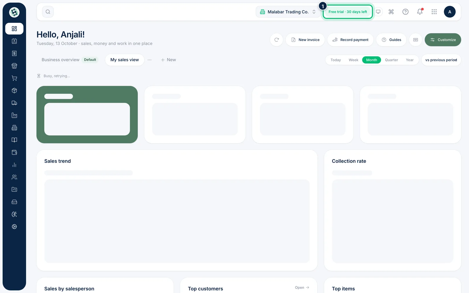 Scalar360 screen: See your trial days