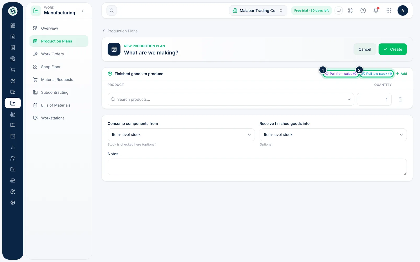 Scalar360 screen: Pull products from sales or low stock