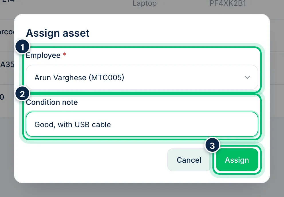 Scalar360 screen: Assign it to an employee