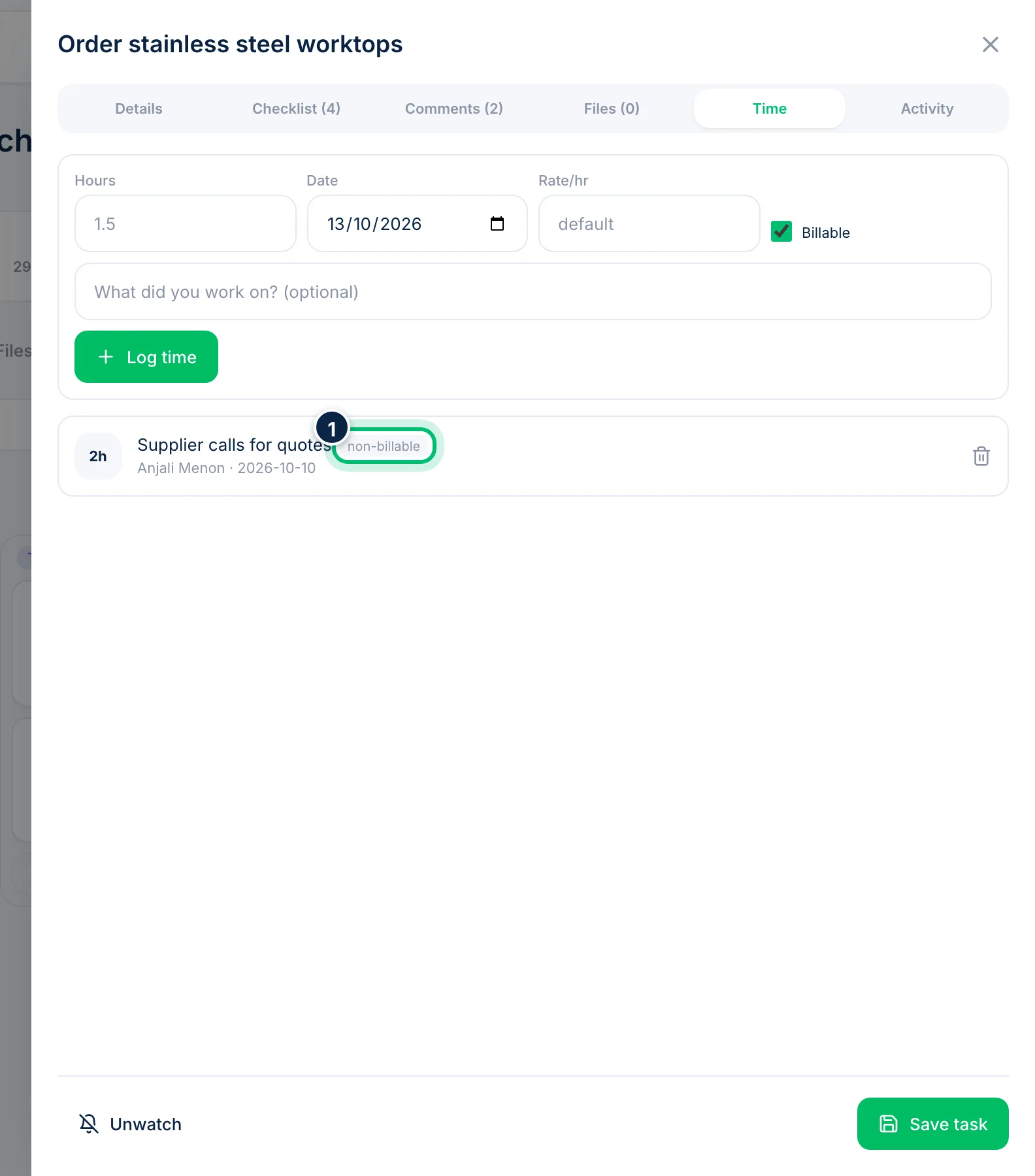 Scalar360 screen: Check the time already logged