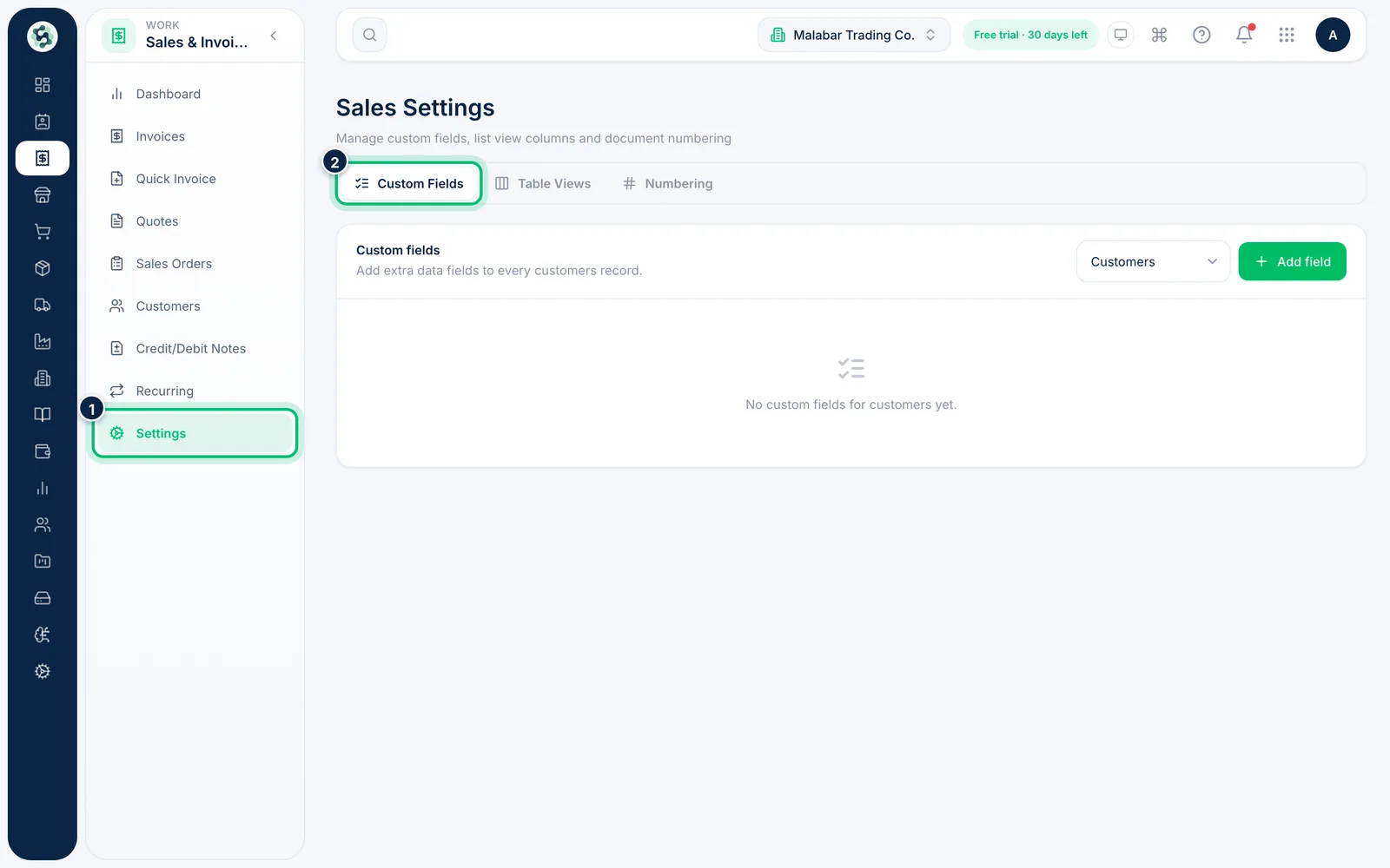 Scalar360 screen: Open Sales Settings