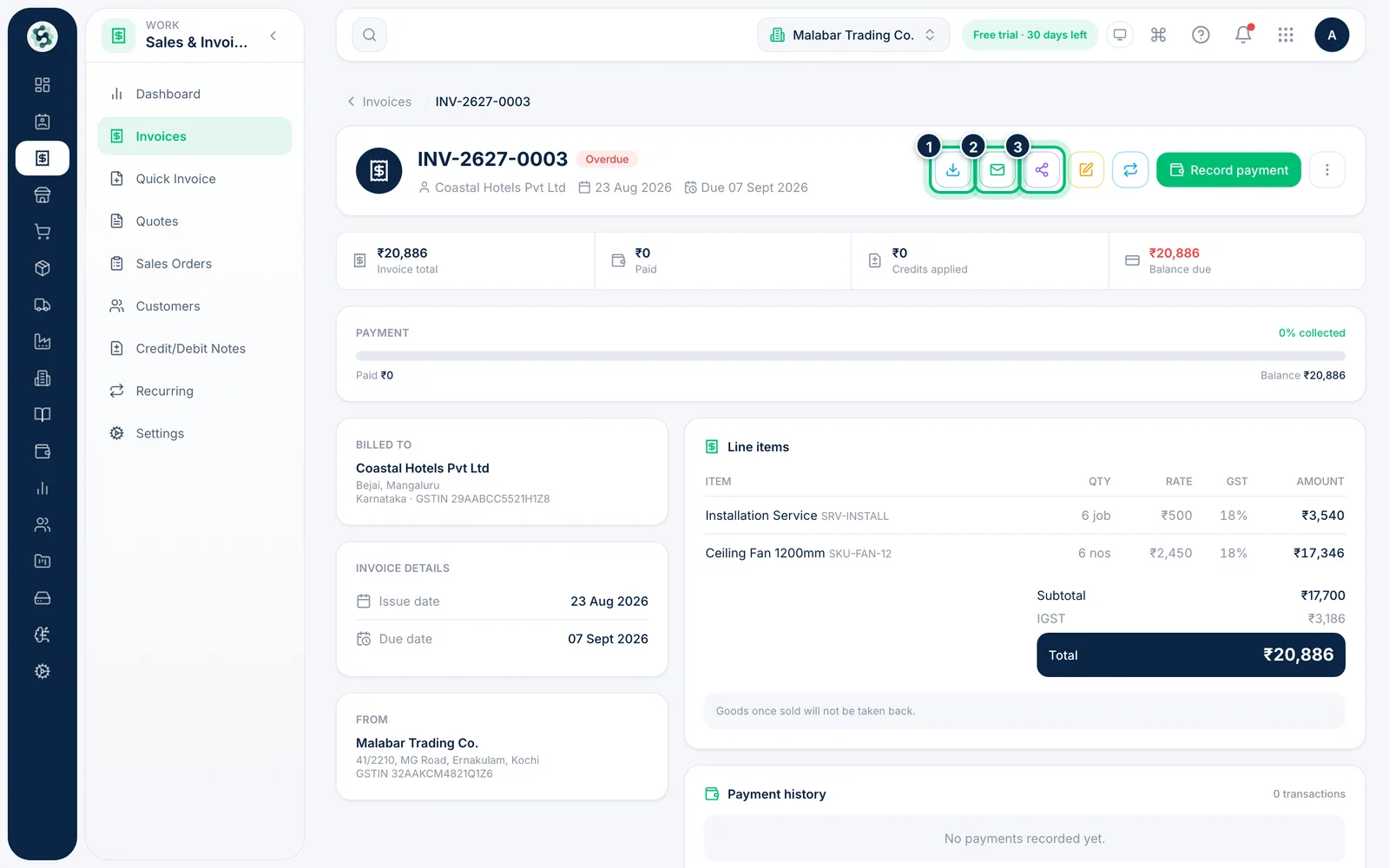 Scalar360 screen: Download, email or share