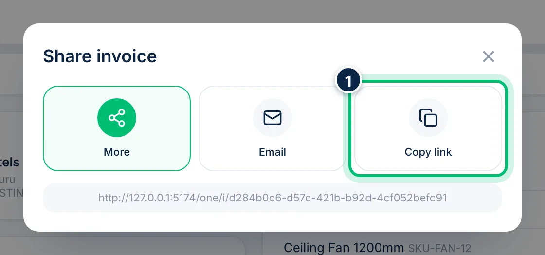 Scalar360 screen: Share a link